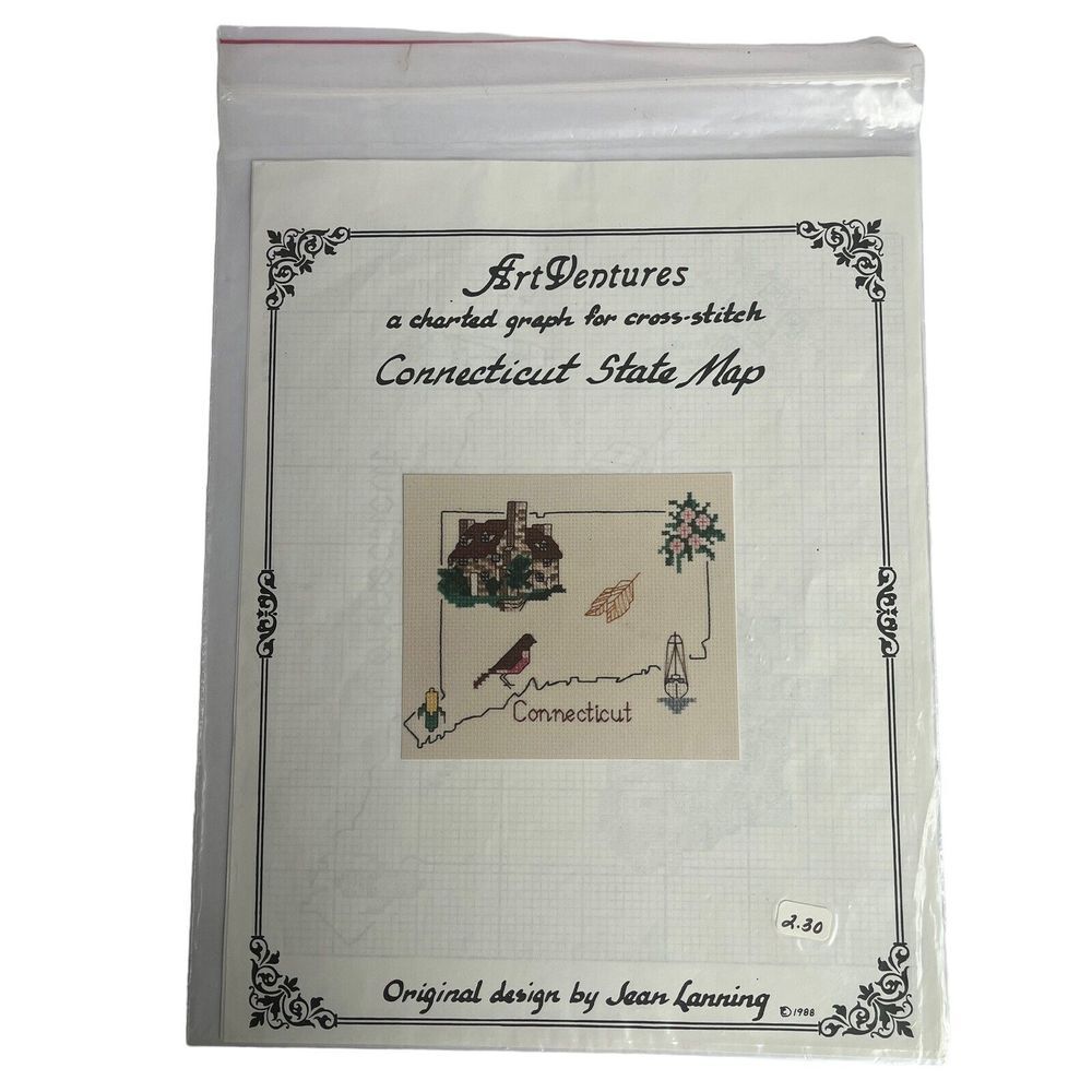ART VENTURES Counted Cross Stitch Chart‎ Pattern - Connecticut State Design